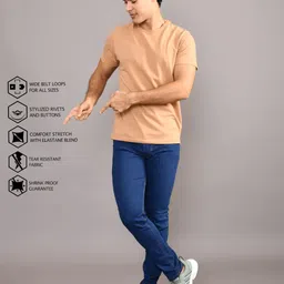 lzard Men Regular Mid Rise Dark Blue Jeans image 5