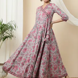 gulmohar jaipur Women Printed Pure Cotton Flared Kurta image 3