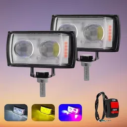 houseofcommon Mini Double Lens Fog Light with yellow & White Fleshing Light(RED & Blue DRL)V Fog Lamp Motorbike LED (12 V, 40 W)-picture-13
