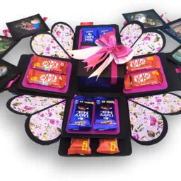 us ideal craft Chocolate Explosion Birthday Gift(12 CHOCOLATE EACH 10 RS & PINK HEART BOX) Box Greeting Card-picture-10