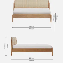 orange tree Meadow Solid Wood King Size Bed In Natural Cane Finish image 2