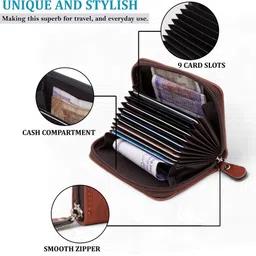 be divine Men & Women Casual, Evening/Party, Formal, Ethnic, Travel, Trendy Tan Artificial Leather RFID Card Holder image 4