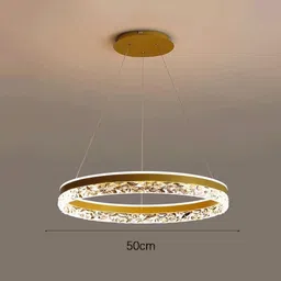 shri mahal antiques 1 Ring with Acrylic Lampshade, Dimmable With Remote Control, Adjustable Chandelier Ceiling Lamp image 2