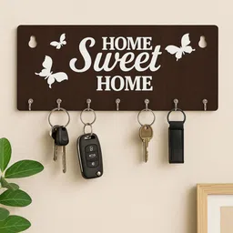 divinecrafted Wall Mounted Wooden Key Hanger | Decorative Key Holder & Organizer for Home Wood Key Holder-picture-19