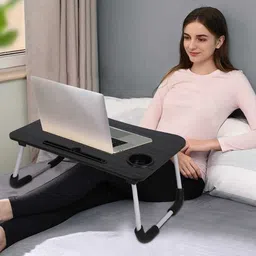 traxo trade Multipurpose Foldable with Cup Holder, Study , Bed Wood Portable Laptop Table image 4