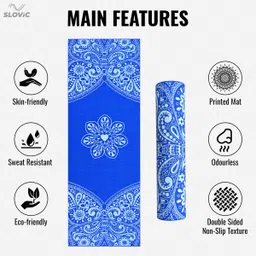 slovic Exercise Mat for Home Workout Mat for Women & Men Blue 6 mm Yoga Mat image 2
