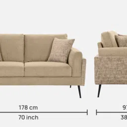 casacraft from pepperfry Cannes Fabric 2 Seater Sofa in Cream Colour image 2