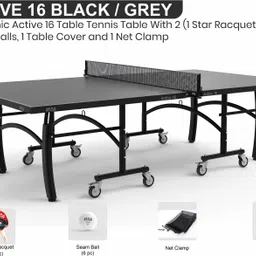 stag iconic Active 16 TT Table Black & Grey Rollaway Indoor Table Tennis Table image 5