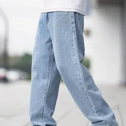 denim fit Men Boyfriend Mid Rise Light Blue Jeans-picture-16