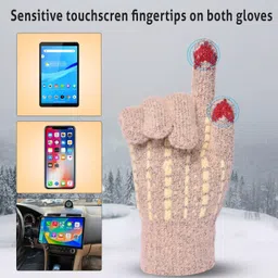 hoc Self Design Winter Women Gloves image 3