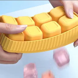 dreamy delights 8 large cube Multicolor, Yellow, Green, Pink, Blue Silicone Ice Cube Tray image 2