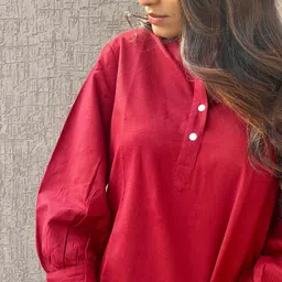 kirnya Formal Regular Sleeves Solid Women Red Top image 3