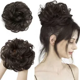 vvine Synthetic Bun, Natural Brown Juda ( Pack Of 2Bun) Hair Extension image 4