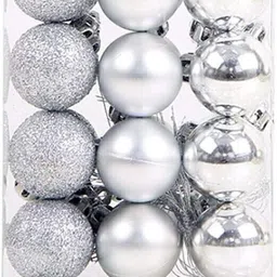 vital creation 5 Cm Large Christmas Balls Shatterproof Silver 6 PcsT45-XMAS Balls Pack of 6 image 2