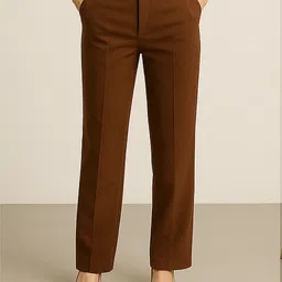 yalizi classic Women Straight Fit Brown Viscose Rayon Trousers image 1