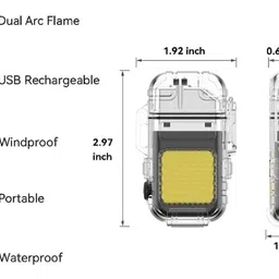 rinmay USB Gadget Accessory Combo for Hiking Travelling Windproof Led Flashlight and Smoking Cigarette Lighter image 3