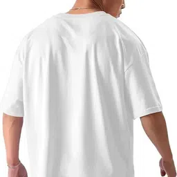 r s fashion Men Solid Round Neck Cotton Blend White T-Shirt image 2