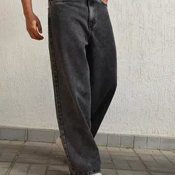 metronaut Men Straight Fit Mid Rise Dark Grey Jeans image 3