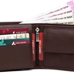 leder street Men Trendy, Travel Brown Genuine Leather RFID Wallet image 2