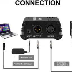 rodz 1-Channel 48V Phantom Power Supply with Adapter, Bonus+XLR 3 Pin Microphone Cable for Any Condenser Microphone Music Recording Equipment image 3