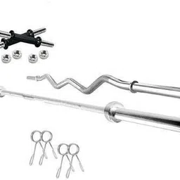 dinetic 50 kg Weight Plates with 5ft Straight Rod & 3ft curl rod Home Gym Combo image 3