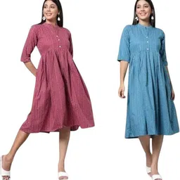icon fashionfg Pack of 2 Women Self Design Pure Cotton Anarkali Kurta-picture-34