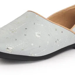 fausto Embroidery Sequin Ethnic Slip On Half Cut Juttis|Traditional Wedding Sherwani Mojaris For Men image 2