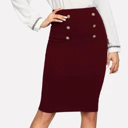losache Women Self Design Pencil Maroon Skirt-picture-10