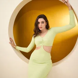 color capital Women Bodycon Light Green Midi/Calf Length Dress-picture-19