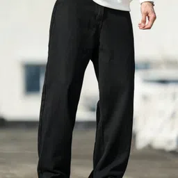 levorce Men Loose Fit Mid Rise Black Jeans-picture-20