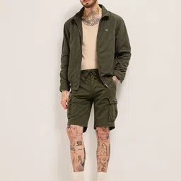 the bear house Solid Men Dark Green Regular Shorts image 4