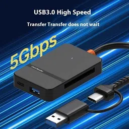 ULTRABYTES ADS 8-in-1 Card Reader Type-C + USB-A to SD/TF/MS / CF1 / Card Reader image 3