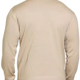 cavardi Men Solid High Neck Beige Sweater image 2