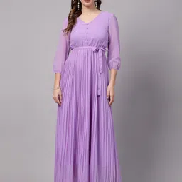 aayu Women Fit and Flare Purple Maxi/Full Length Dress-picture-12