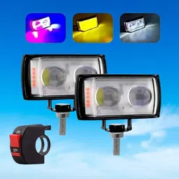 houseofcommon Mini Double Lens Fog Light with yellow & White Fleshing Light(RED & Blue DRL)SR Fog Lamp Motorbike LED (12 V, 40 W)-picture-37