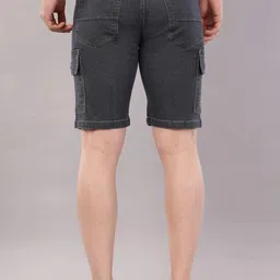 nivasu Solid Men Grey Denim Shorts image 2