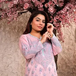 chikirpolo Women Chikan Embroidery Cotton Blend Straight Kurta image 4