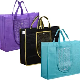 homestic Front Pocket Grocery Bag with Handle|Pack of 3|Multicolor Pack of 3 Grocery Bags-picture-25