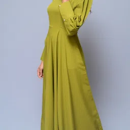 diyaz Women Fit and Flare Green Maxi/Full Length Dress image 5