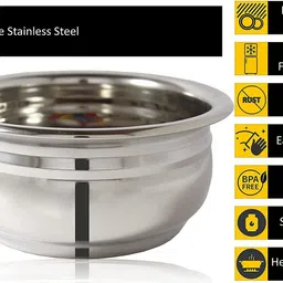 nirvika Pack of 5 Stainless Steel handi/patila cookware pot pan serving bowl Dinner Set image 3