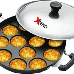 xtend Royal Non-Stick 12 Cavity Appam Patra (Paniyarakkal) Paniarakkal with Lid 1 L capacity 24 cm diameter image 4