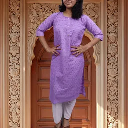 pickcell Women Embroidered Cotton Blend Straight Kurta image 3