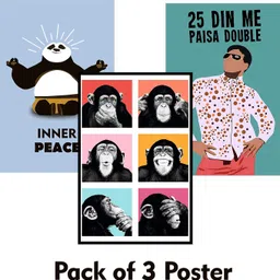 Pack of 3 Funny Posters | Funny poster for Room, Office, Door, Wall Paper Print-image-3