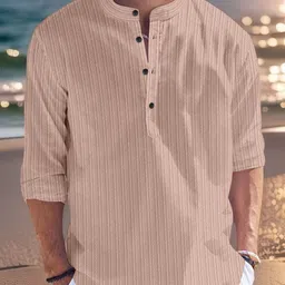 shajara Men Striped, Self Design Cotton Silk Straight Kurta-picture-12