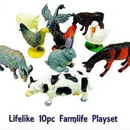 sve Domestic Farm Animals Toy Figures Playing Set for Kids-Pack of 10 Pcs image 2