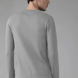 hoodler Men Solid Round Neck Cotton Blend Grey T-Shirt image 2