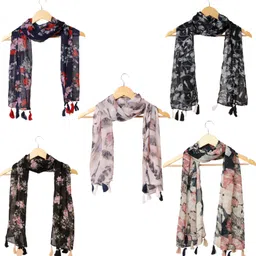 riddle needle Printed Chiffon Women Multicolor Scarf, Stole, Fancy Scarf-picture-33