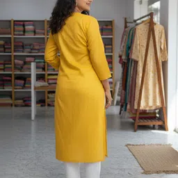 pehnavastra fabriks Women Embroidered, Chikan Embroidery Cotton Blend Straight Kurta image 2