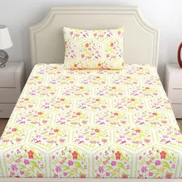 dreamscape Cotton Single Flat 140 TC Floral Bedsheet image 2