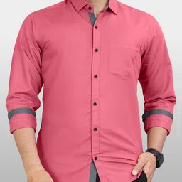 vebnor Men Regular Fit Solid Spread Collar Casual Shirt image 4
